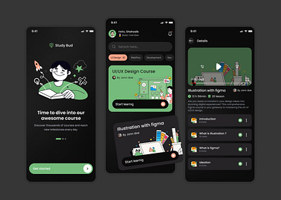 Online learning course Mobile app deisgn e learning mobile app ui design uiux