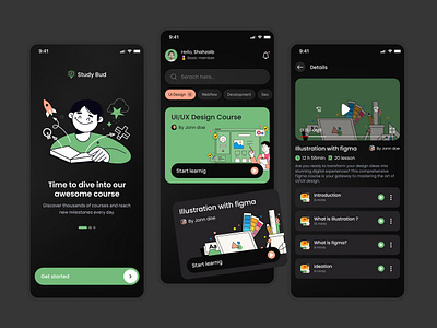 Online learning course Mobile app deisgn e learning mobile app ui design uiux