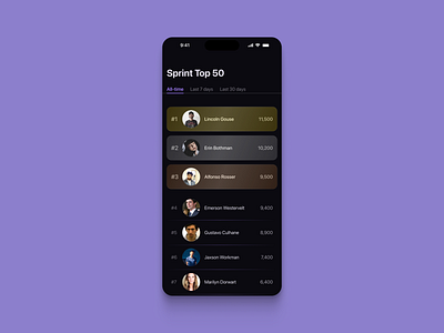 Leaderboard app design typography ui ux