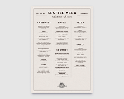 Seattle Restaurant Menu culinary graphic design menu restaurant