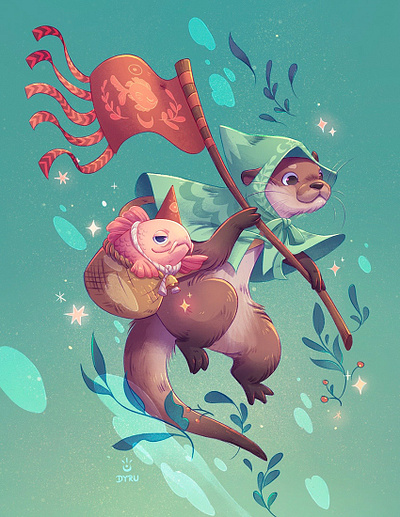 Otter adventurer illustration