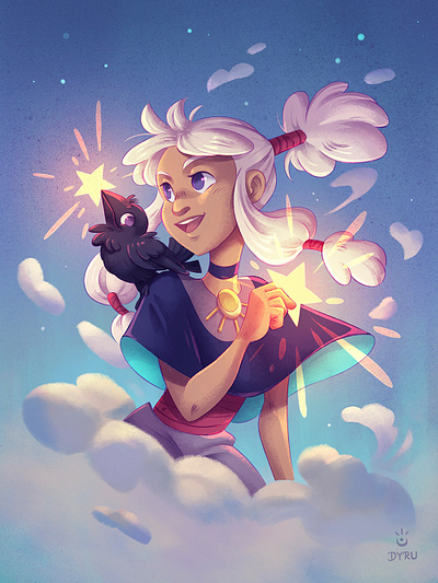 Starcatcher and Cloudgirl illustration