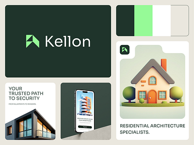 Kellon - Logo Design agency brand brand guidelines brand identity branding building business construction house identity logo logo design monogram packaging real estate startup symbol tech technology visual identity