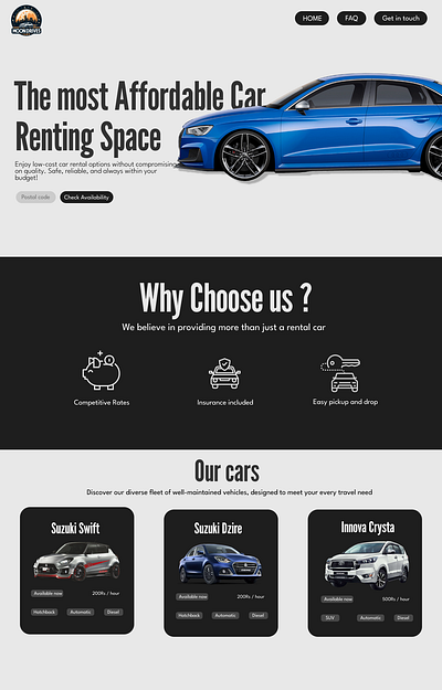 Car Renting Service company website 3d branding graphic design logo ui