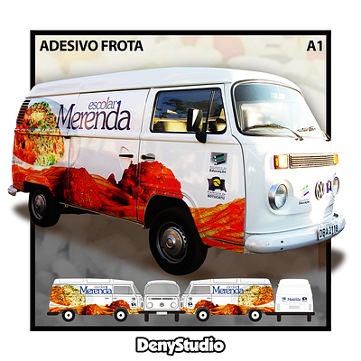 Adesivo de Frota adesivo denystudio ds escolar kombi merenda merenda escolar