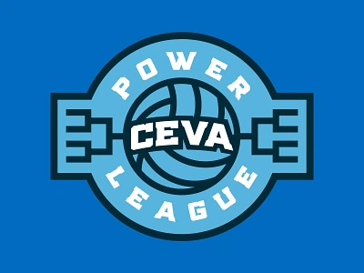 CEVA Power League athletic badge badge design brand brand identity branding design graphic design logo logo design nike oregon portland rebrand rebranding sports sports design typography volleyball