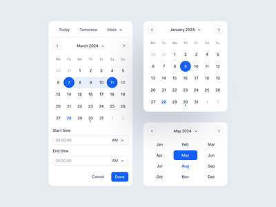 Date Picker - SquareUI Design System date picker design system figma product design time picker ui ux web design year picker