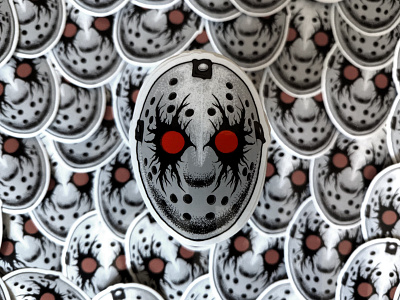 Metal Saves Sticker black metal corpse paint drawing friday the 13th goalie hockey horror illustration jason sports vinyl