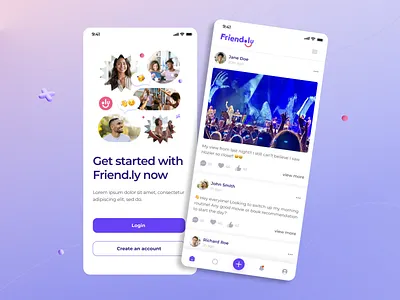 Friend.ly - Social Media App design graphic design social media ui user interface ux