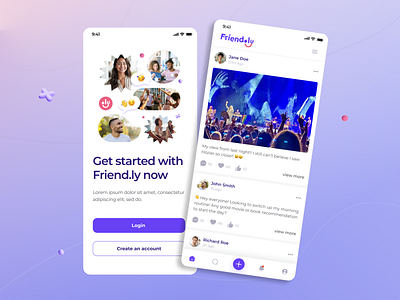 Friend.ly - Social Media App design graphic design social media ui user interface ux