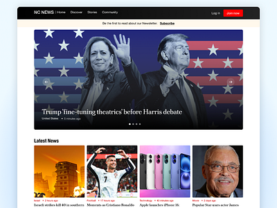 NC News || Landing Page Design design figma landing page news ui ux