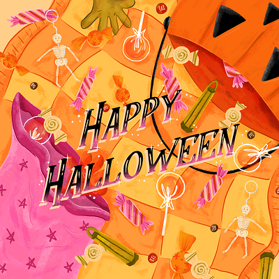 Happy Halloween candy design digital illustration fall illustration halloween illustration happy halloween illustration illustrator latina illustrator procreate trick or treat