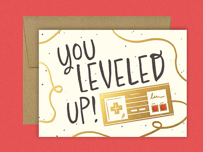 You Leveled Up! Greeting Card graphic design greeting card illustration leveled up nintendo typography