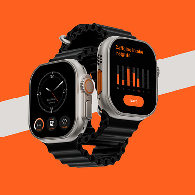 Health Monitoring Wearable UI: Stress & Caffeine Tracking figma interaction design micro interaction ui uiux ux watchos