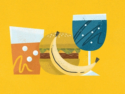 Food & Drinks banana burger drinks food graphic design illustration pop soda wine