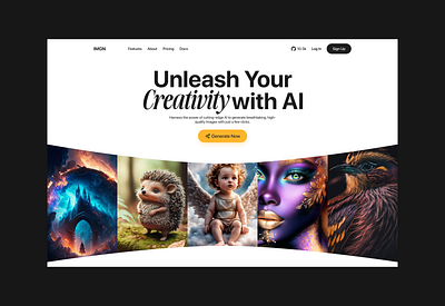 IMGN Landing Page - Style Test ai branding creative design gallery image generator images inspiration landing page mrr ui ux website