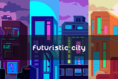 Free Futuristic City Pixel Art Backgrounds 2d art asset assets background backgrounds bg cyberpunk future futuristic game assets gamedev indie indie game parallax pixel pixelart pixelated seamless set