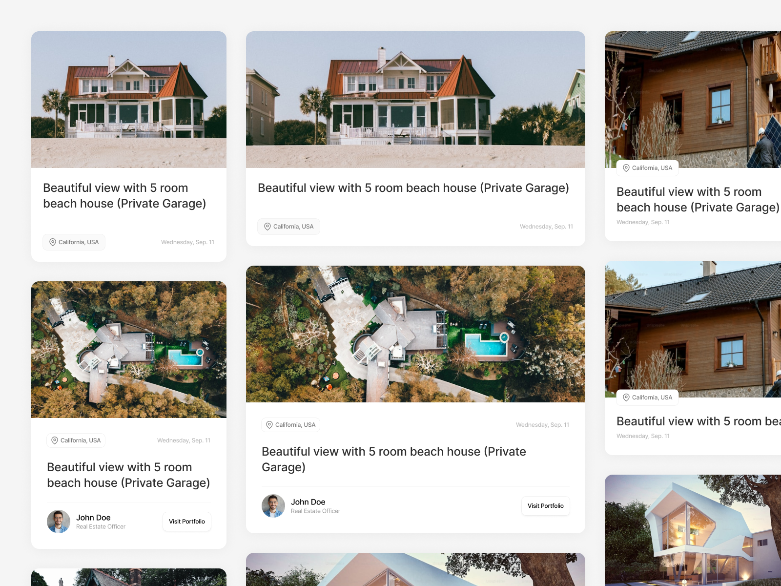 Responsive Real Estate Cards card clean concept design emlak estate house householding real real estate responsive ui white