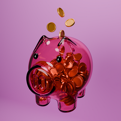 Piggy Bank 3d art design graphic design illustration modeling render