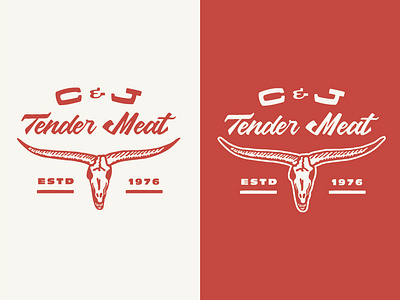 C&J Tender Meat Co. 70s alaska brand branddesign branding butcher flat graphic design groovy illustration local business logo longhorn retro small business texas typography vector vintage