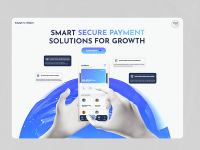 Fintech Payment Platform Landing Page Design 3d animation bank landing page banking blockchain crypto figma figma web fintech game website landing page motion graphics saas tech landing tech website ui web design web3