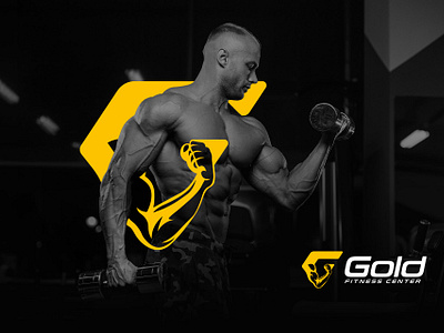 Gold Fitness Center - Logo Design & Branding arm black branding businesscard center design dietitian fitness glogo graphic design graphicdesign gym health logo logodesign personaltrainer pilates sports stronglogo yellow