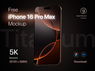 Free iPhone 16 Pro Max Mockup 5k blender c4d free download free mockup ios iphone iphone 16 pro mockup mockup figma mockup psd psd redshift render resolution ui mockup