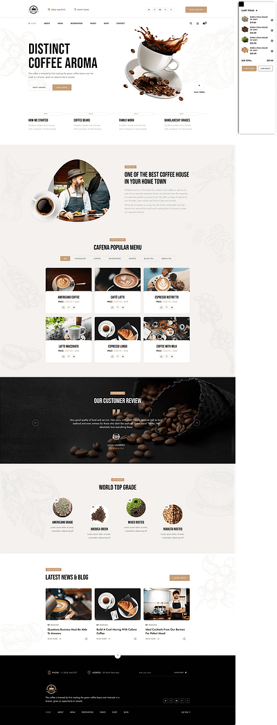 Cafena E-Commerce Website ecommerce illustration landing page logo mobile responsive ui ux website design