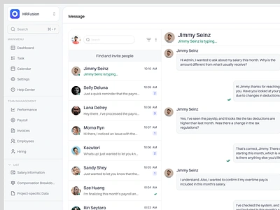 HR Management Saas Web App Dashboard - Chat Message Page chat chat dashboard hr hr management hr message management message payment product design saas chat hr saas design saas management ui ui design uiux ux ux design web app web app design web design