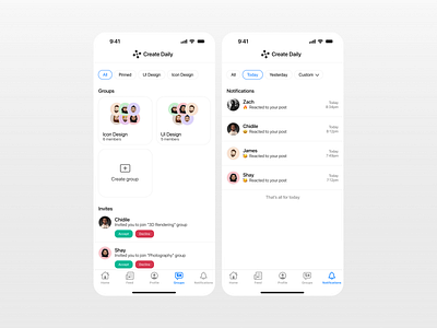 Social Media App app dailyui design designinspiration notifications social media social media app social media groups social media notifications ui