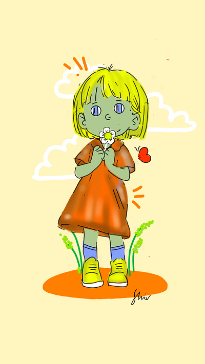 Girl in the garden art illustration practice sketchs sketchbookapp