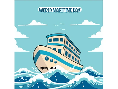 Happy World Maritime Day Illustration awareness cargo celebration cruise day elements environment event icon marine maritime nautical ocean sailing sea ship shipping symbol wave waves