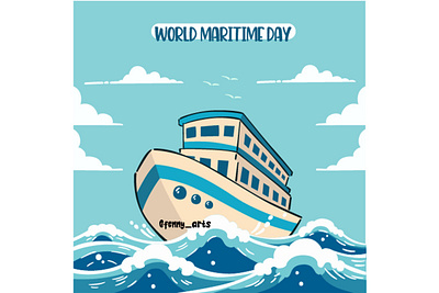 Happy World Maritime Day Illustration awareness cargo celebration cruise day elements environment event icon marine maritime nautical ocean sailing sea ship shipping symbol wave waves