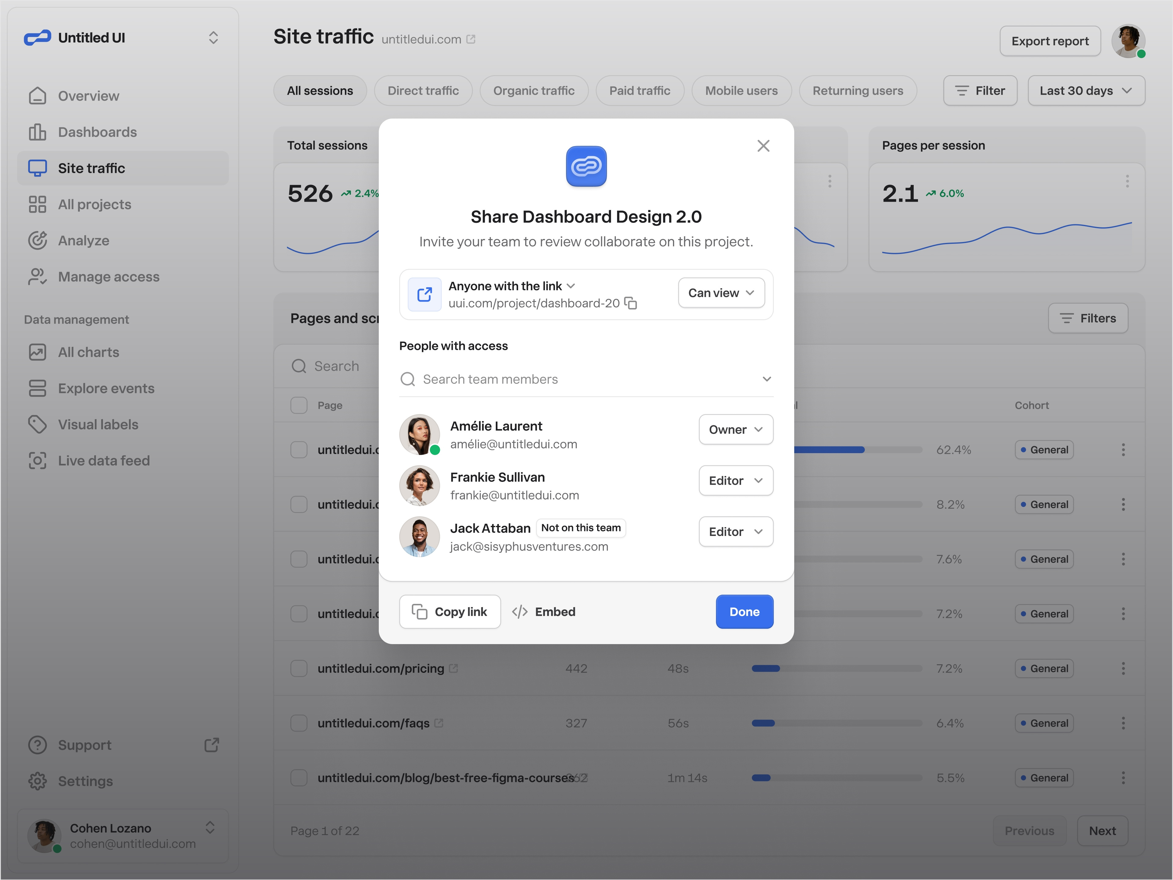 Share modal — Untitled UI by Jordan Hughes® on Dribbble