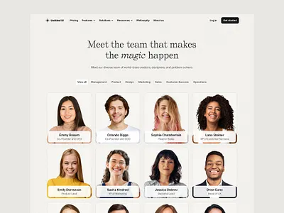 Meet our magic team — Untitled UI about us beige design system figma design system minimal minimalism our team team team page ui library