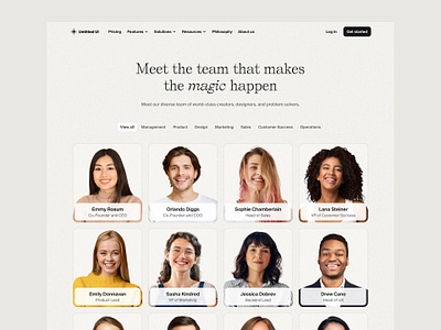 Meet our magic team — Untitled UI about us beige design system figma design system minimal minimalism our team team team page ui library