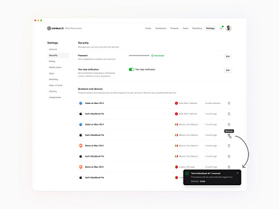 Security settings — Untitled UI alert design system figma figma design system minimal minimalism notification preferences product design settings table tabs ui ui design ui library user interface