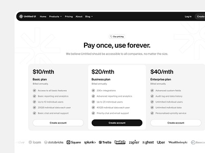 Pricing page — Untitled UI design system figma design system figma ui kit minimal pricing pricing cards pricing page ui design ui kit ui library user interface web design webdesign