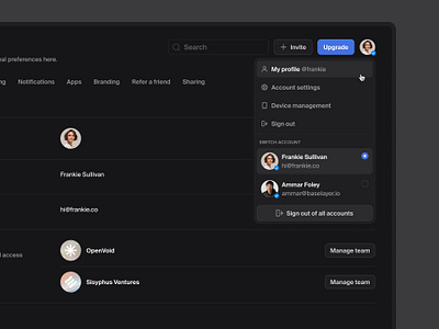 User dropdown — Untitled UI dark mode dark ui darkmode design system dropdown figma minimal minimalism product design ui ui design ui library user dropdown user interface