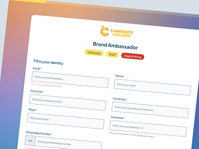 📄 CC Careers Application Form 📄 application form beautiful gradient careers website design gradient ui uidesign uiux uiuxdesign ux uxdesign