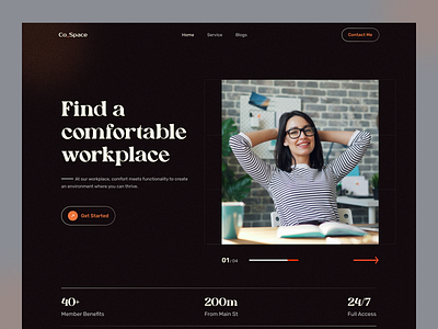 Co-Work Space Landing co working landing minimal office real estate remote rent space ui uiux web website