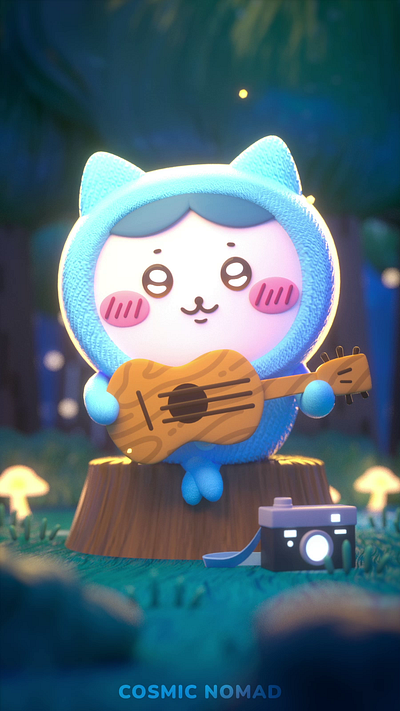 3D ASMR I PAJAMA HACHIWARE WITH GUITAR😺 3d 3dart 3dcharacter 3dmodeling animal animation asmr branding cat character children cozy cute design hachiware healing illustration kids night