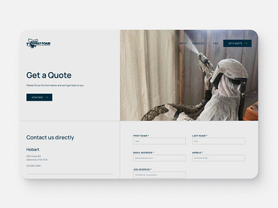 Contact Page for Spray Foam Insulation Tasmania business clean design figma landing page minimal modern redesign responsive simple uiux user experience user interface ux web design webdesign website website design wordpress