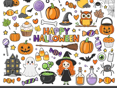 Happy Halloween Vector Set adobe adobe illustrator clipart graphic design halloween vectors illustration
