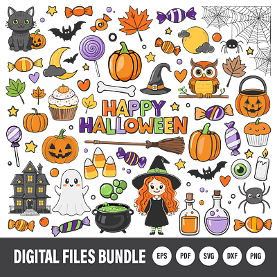 Happy Halloween Vector Set adobe adobe illustrator clipart graphic design halloween vectors illustration