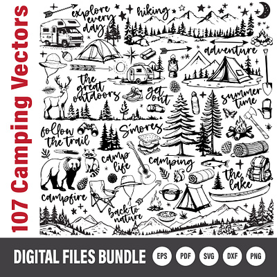 Camping and Outdoor Vector Set adobe adobe illustrator camping graphic design illustration outdoors