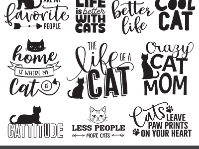 Cat Quotes Vector Set adobe adobe illustrator cats graphic design illustration pets quotes words