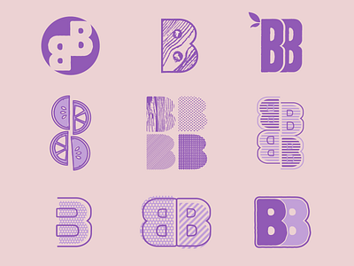 Butcher's Bunches Letter B Concepts b brand brand identity branding design double fruit graphic design leaf leaves logo logo design mark monogram pattern symbol texture vector wood