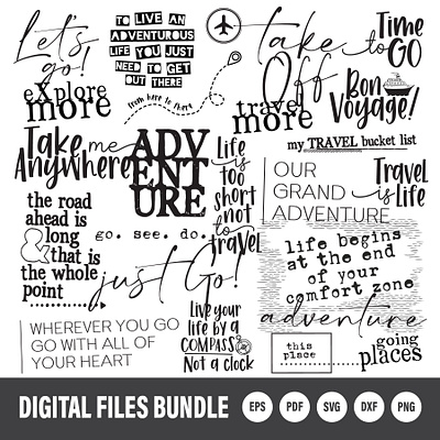 Travel Word Art Set adobe adobe illustrator clipart graphic design illustration quotes travel