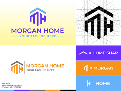 Modern M&H Letter of Real Estate, Construction Logo Concept. business logo graphic design logo logo maker minimal logo realtor logo.